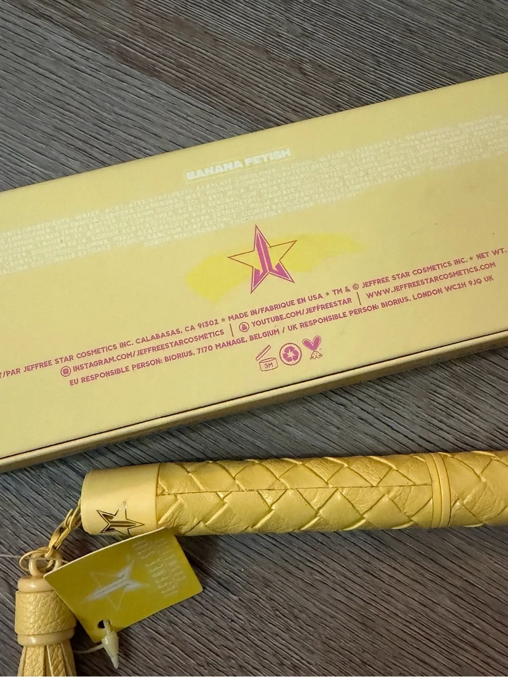 Jeffree Star F*CK Proof Yellow Braided Leather Tassel Mascara w/charm